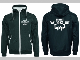 Street Workout šuštiaková bunda čierna materiál povrch:100% nylon, podšívka: 100% polyester, pohodlná,vode a vetru odolná